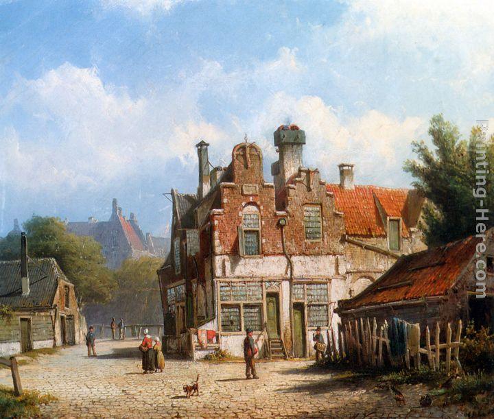 Willem Koekkoek A Dutch Town Scene